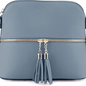 Lunar Lightweight Medium Dome Crossbody Bag Shoulder Bag with Tassel | Zipper Po